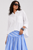Blue Striped Wrap-Waist Maxi Skirt