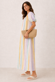 Gigi Pastel Striped Puff Sleeve Maxi Dress