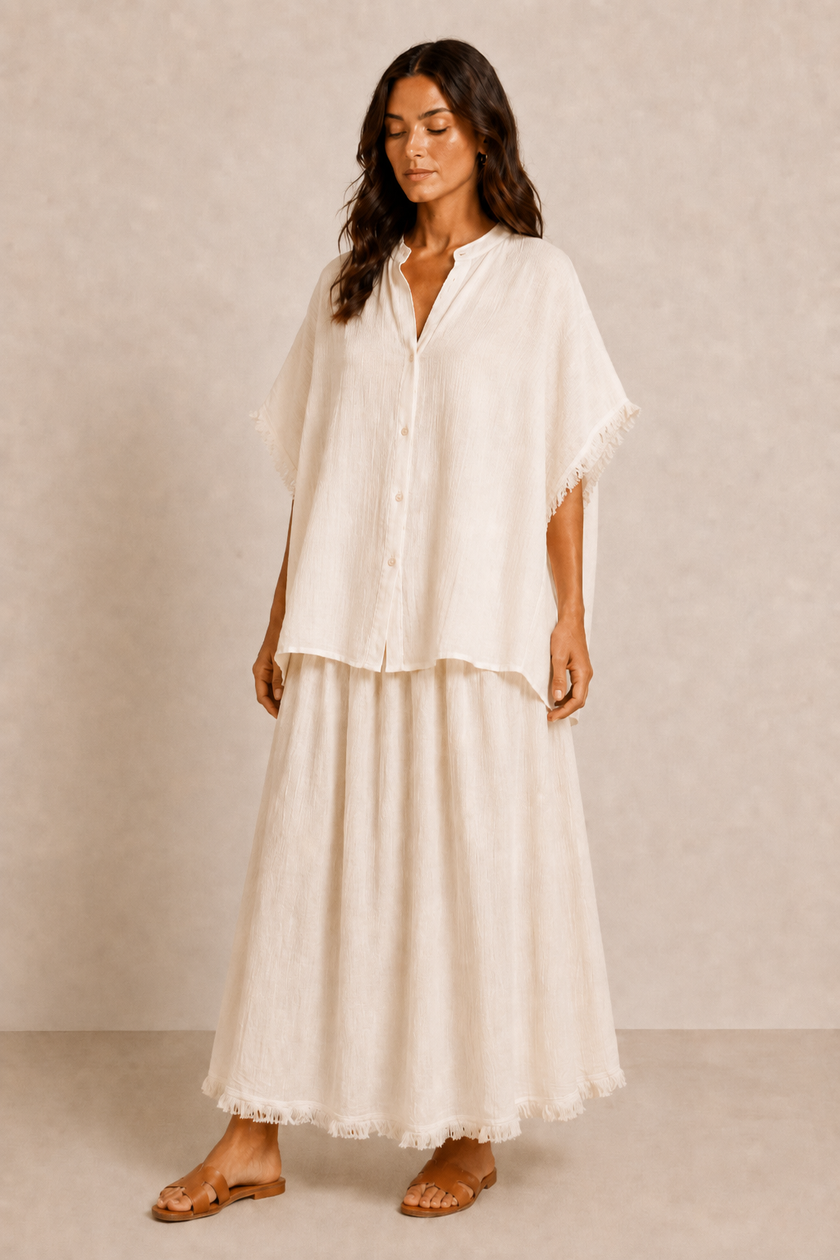 Blanche Fringe Cape Top