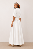 Pamela White Belted Maxi Shirt Dress