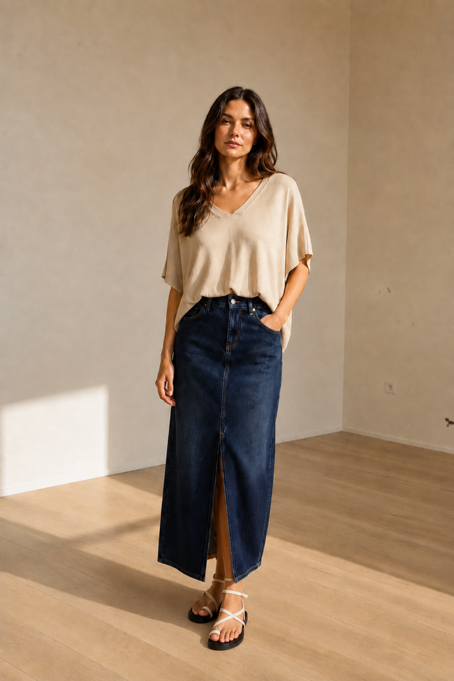 Dina Oversized V-Neck Top