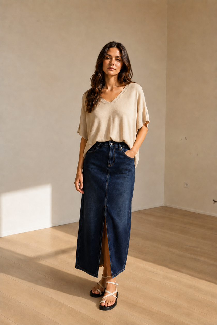 Dina Oversized V-Neck Top