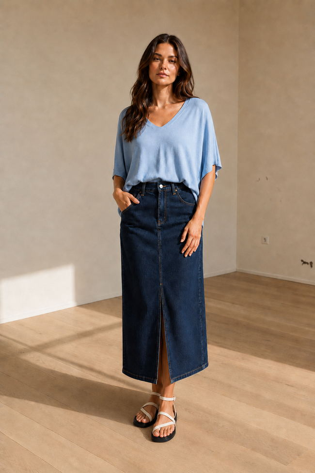 Dina Oversized V-Neck Top