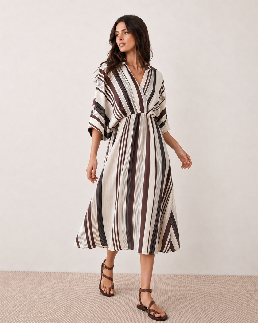Garance Striped Wrap Dress