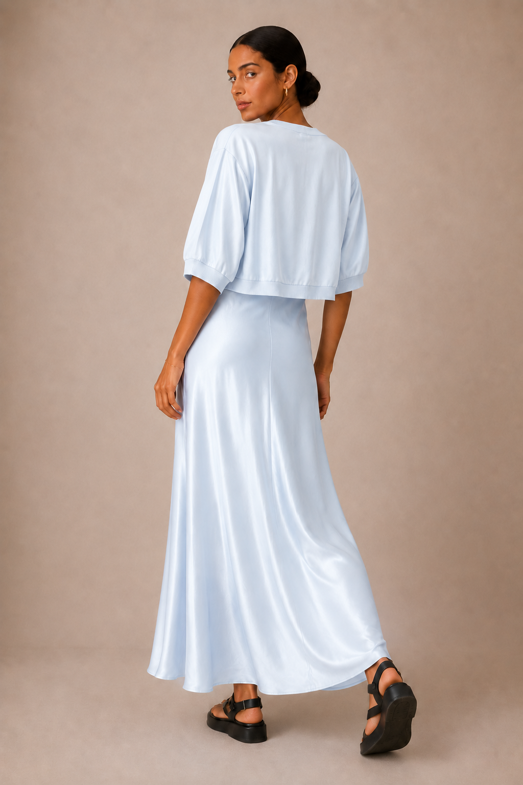 Capucine Satin Slip & Cardigan Set