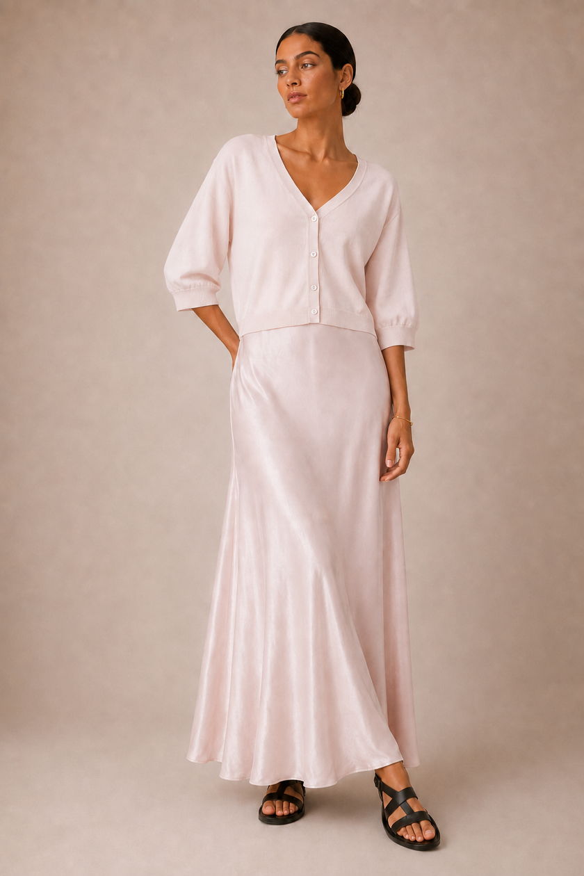Capucine Satin Slip & Cardigan Set