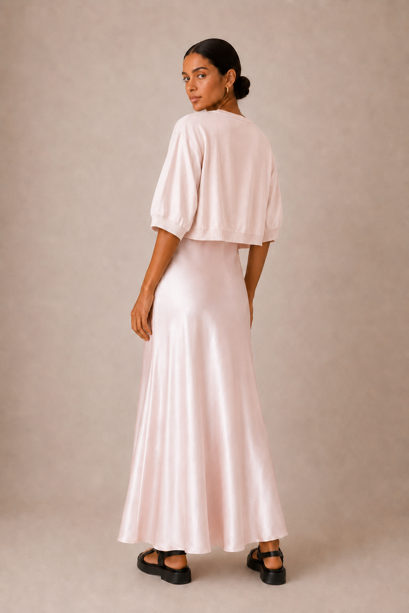 Capucine Satin Slip & Cardigan Set