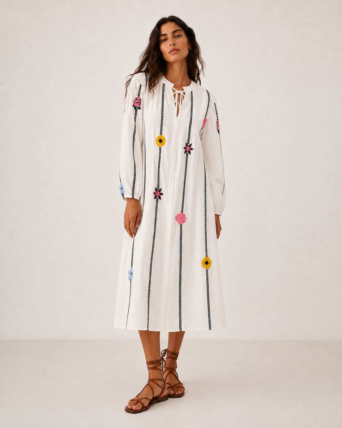 Shira Embroidered Midi Dress