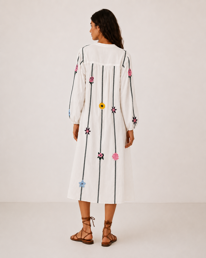 Shira Embroidered Midi Dress