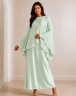 Yael Satin Dress & Pleated Cape Set