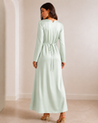 Yael Satin Dress & Pleated Cape Set