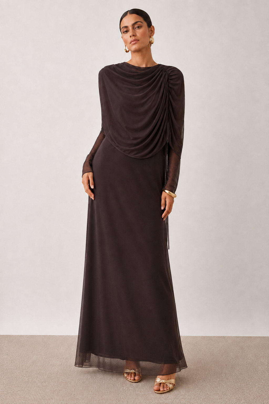 Adele Draped Cowl Maxi Dress
