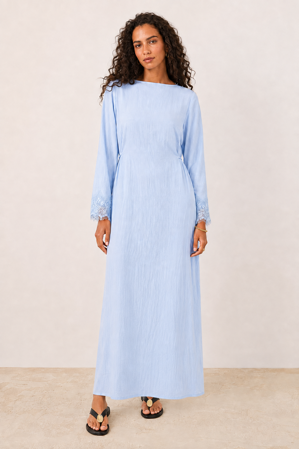 Camille Lace-Cuff Maxi Dress