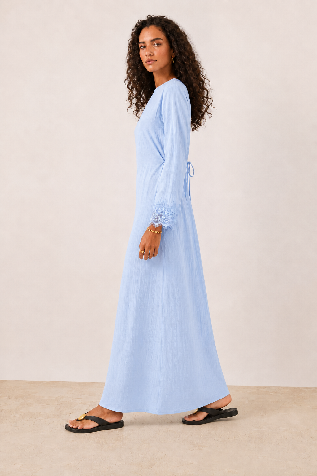 Camille Lace-Cuff Maxi Dress