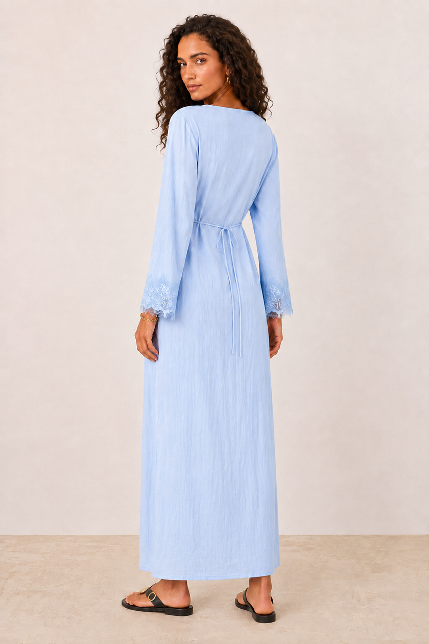 Camille Lace-Cuff Maxi Dress
