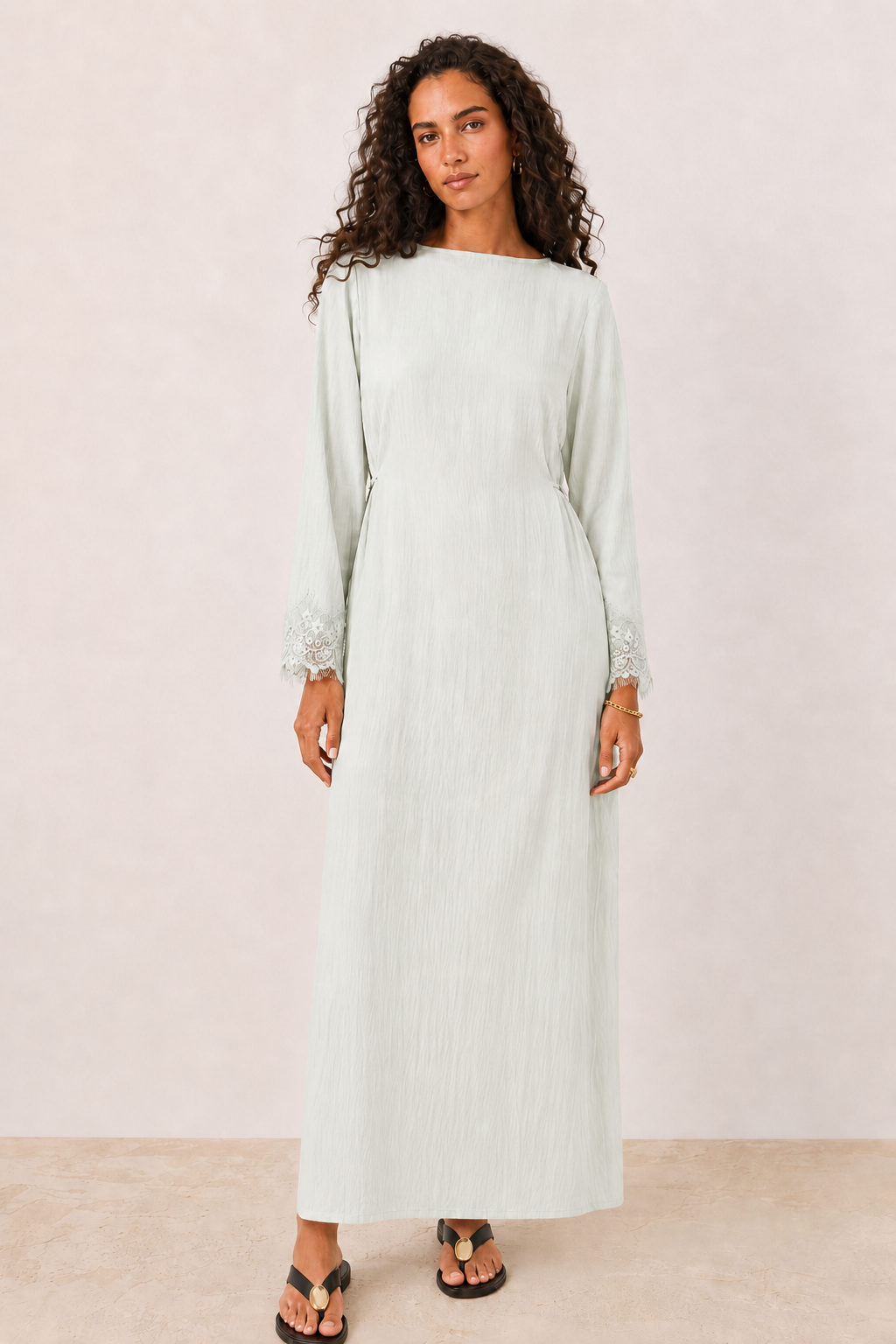 Camille Lace-Cuff Maxi Dress
