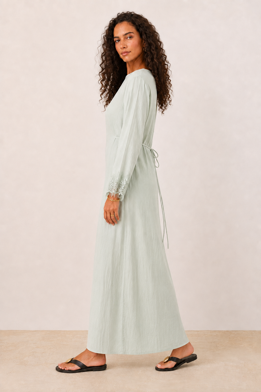Camille Lace-Cuff Maxi Dress