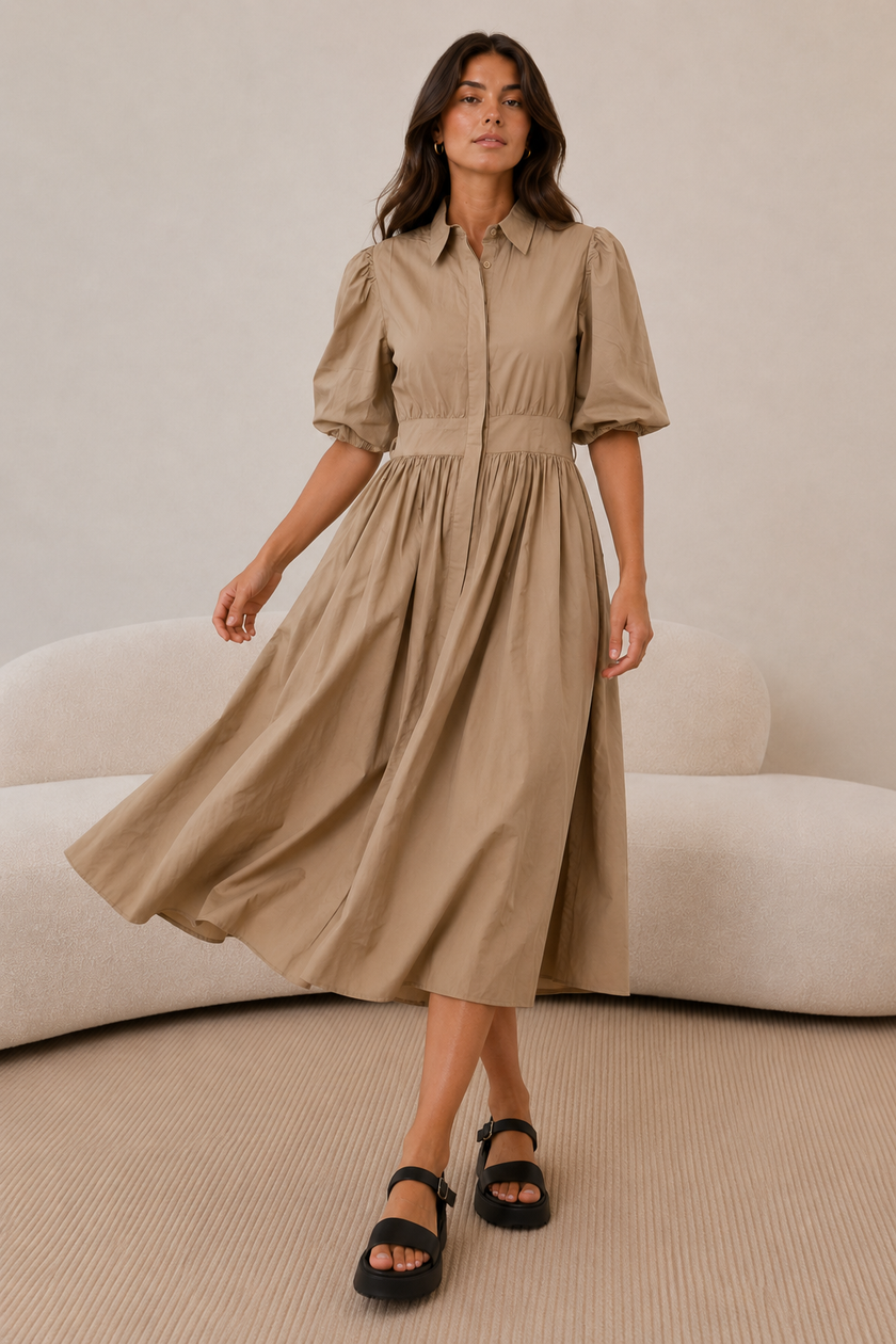 Margot Puff Sleeve Shirt Dress