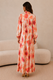 Miranda Abstract Print Dress with Lavalliere Neckline