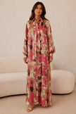 Miranda Abstract Print Dress with Lavalliere Neckline