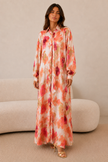 Miranda Abstract Print Dress with Lavalliere Neckline