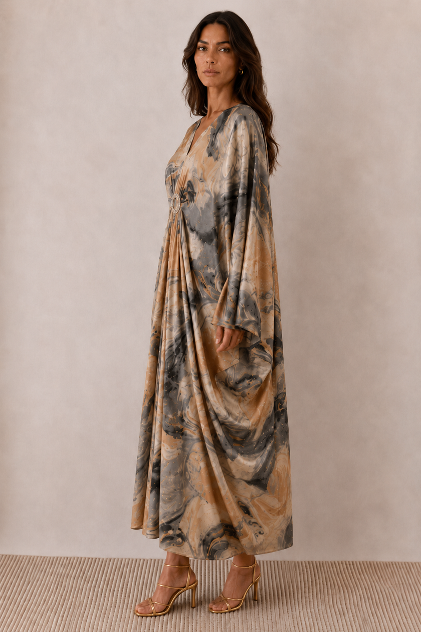 Reina Satin Kaftan Dress