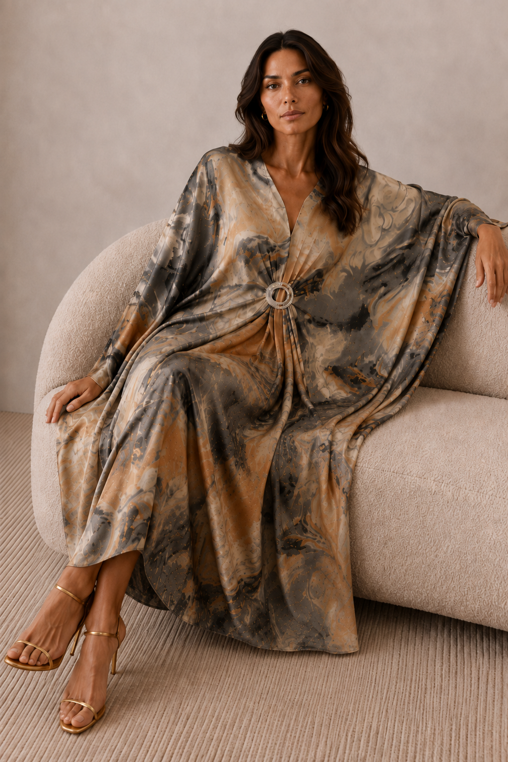 Reina Satin Kaftan Dress