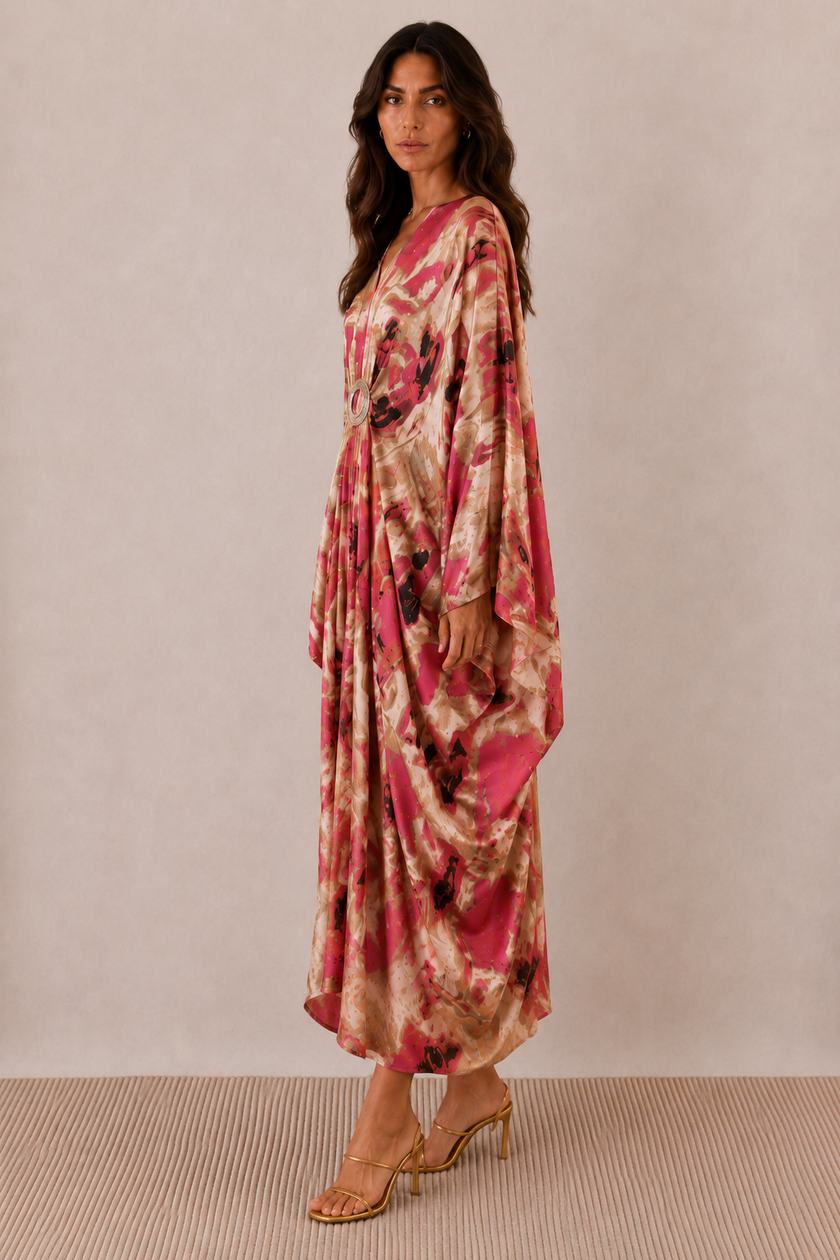 Reina Satin Kaftan Dress