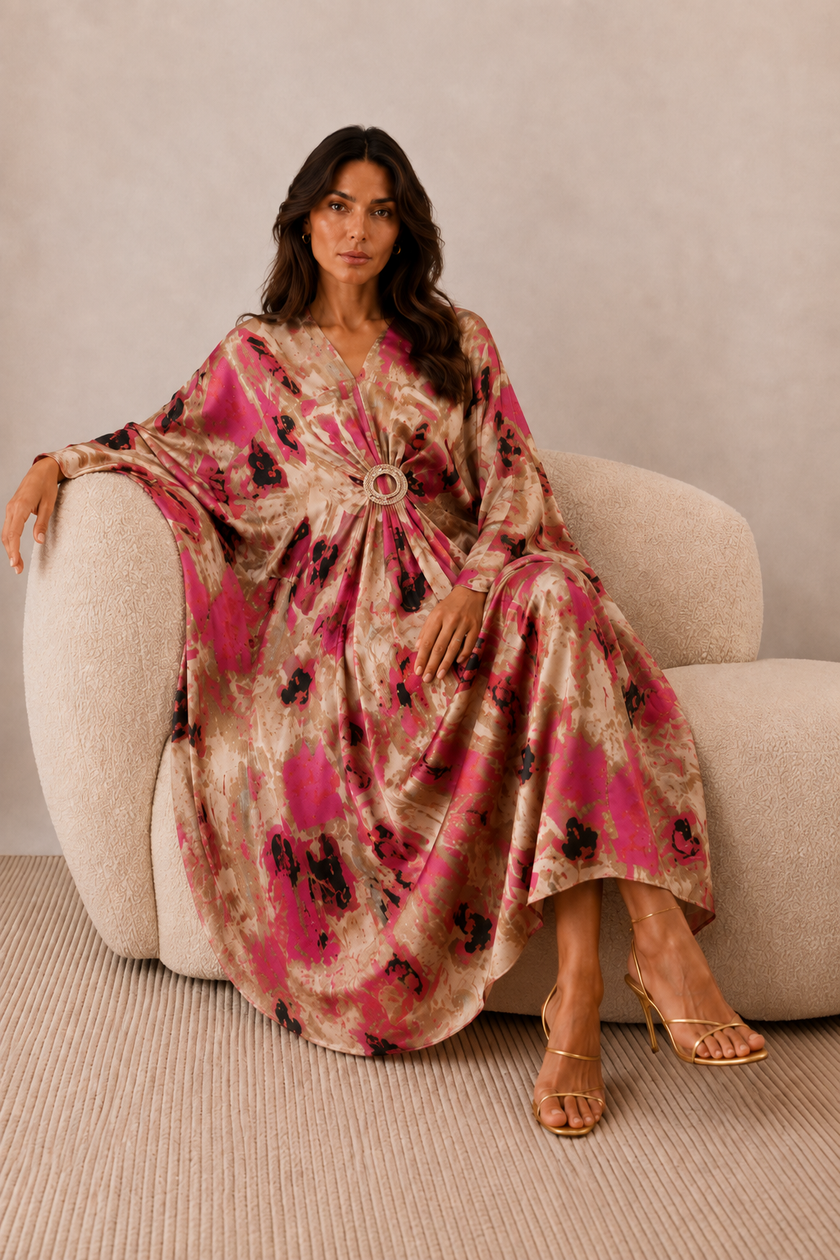 Reina Satin Kaftan Dress