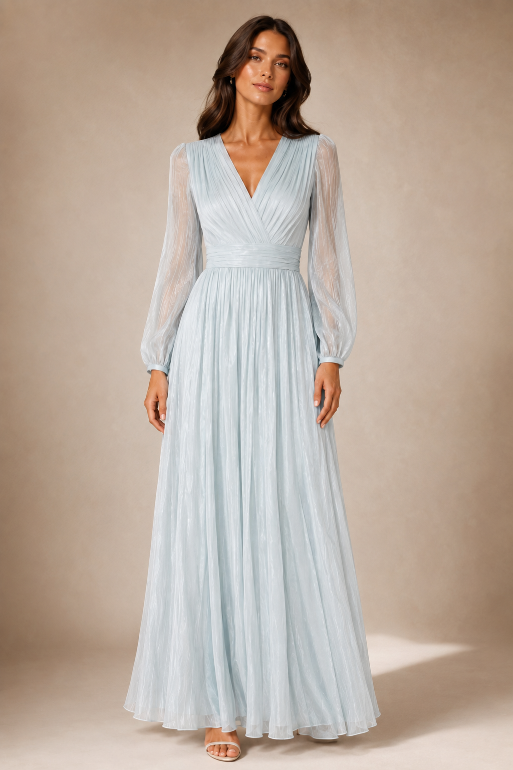 Romane Pleated Wrap Maxi Dress