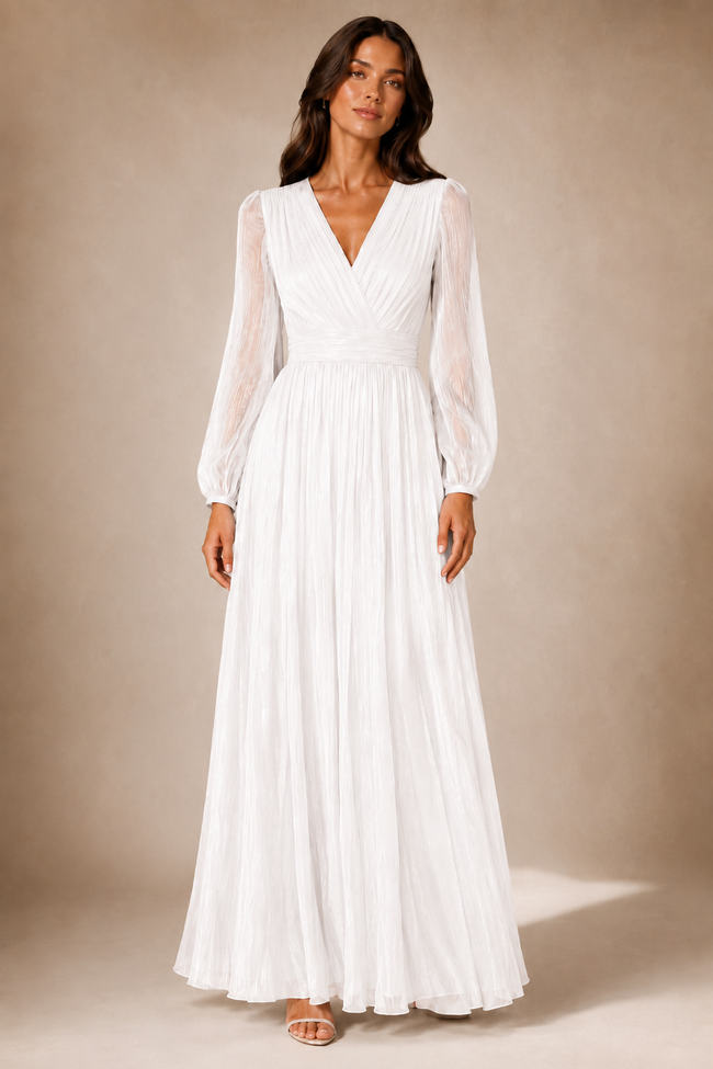 Romane Pleated Wrap Maxi Dress