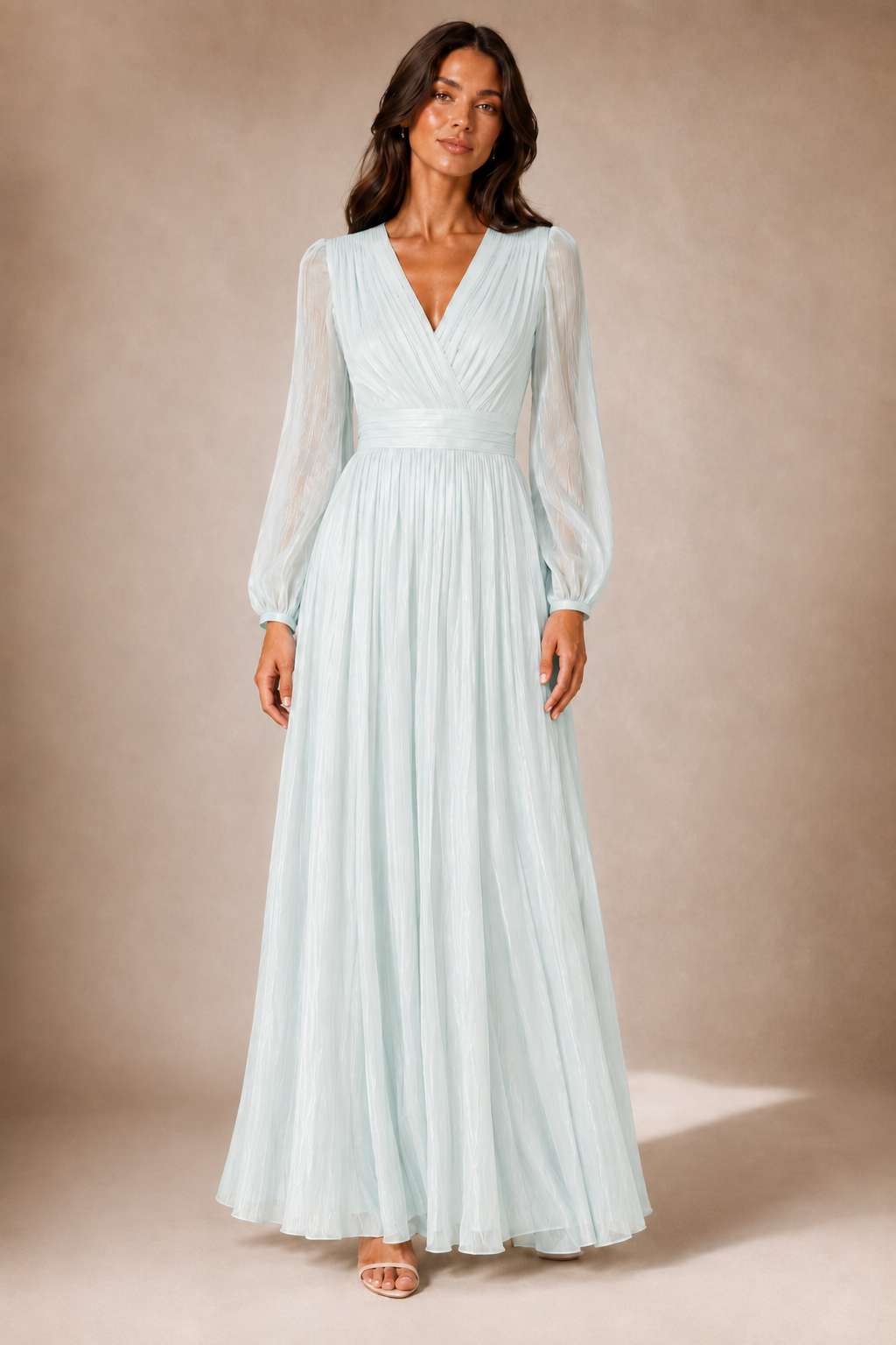 Romane Pleated Wrap Maxi Dress