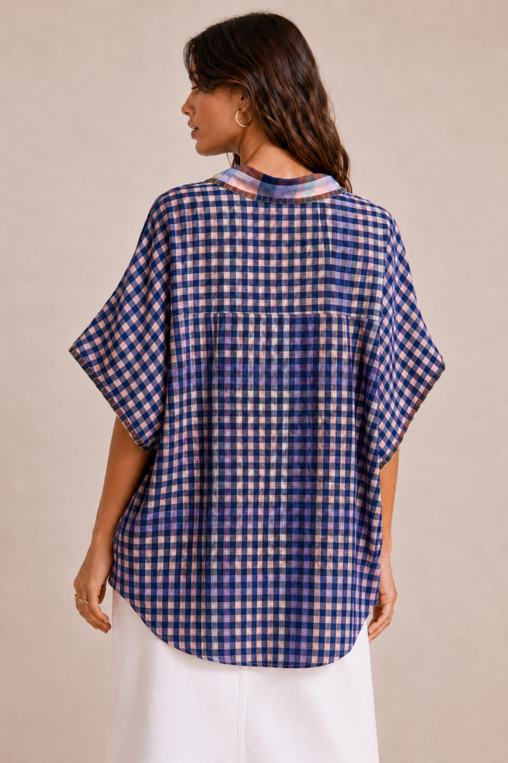 Sarit Colorblock Plaid Oversized Shirt