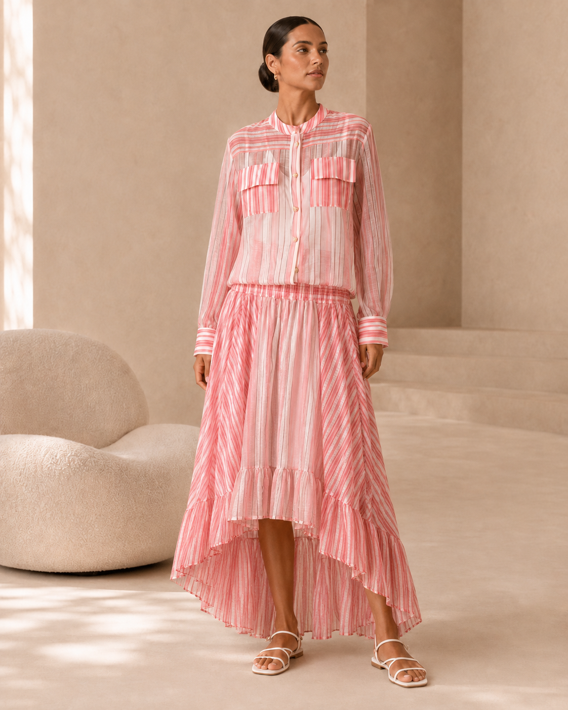 Rosalie Striped Shirt & Skirt Set