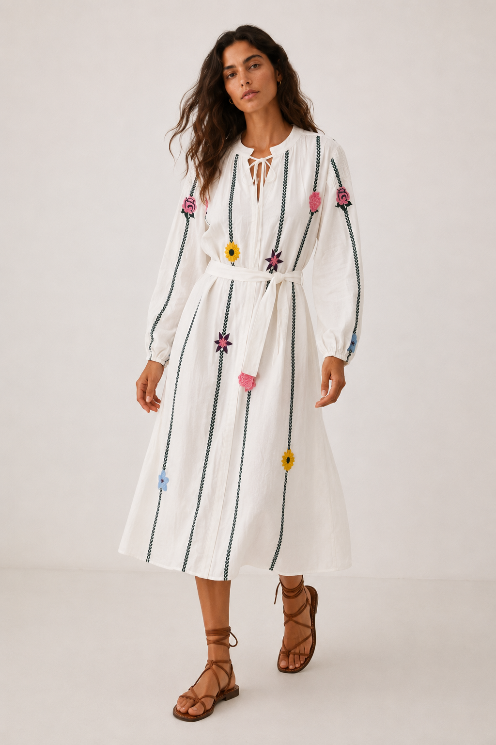 Shira Embroidered Midi Dress