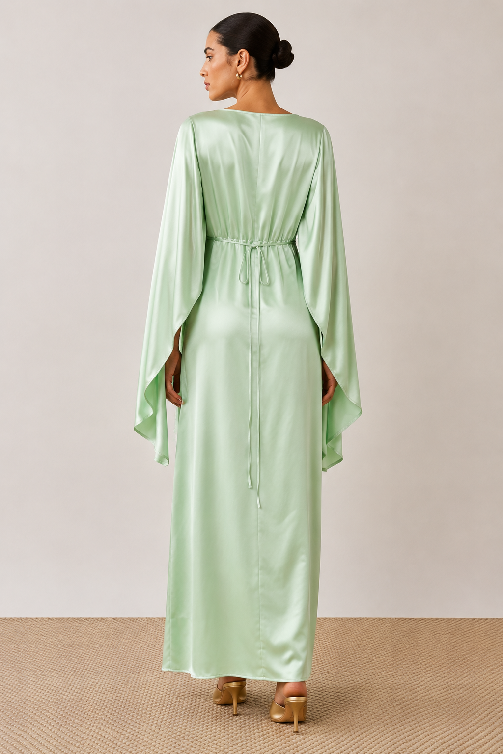 Mila Batwing Sleeve Satin Dress