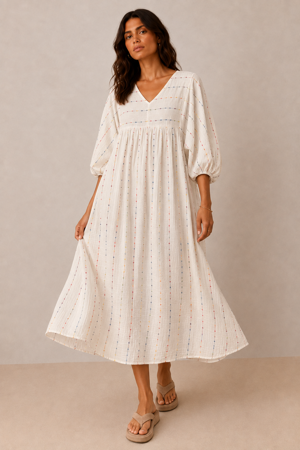 Iris Embroidered Cotton Dress