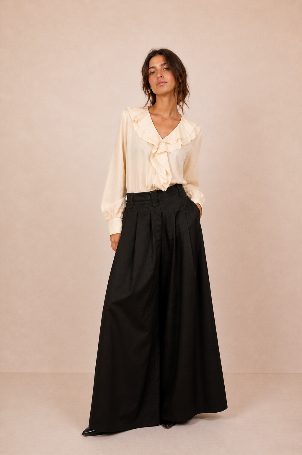 Clara Ruffle Blouse – Cream