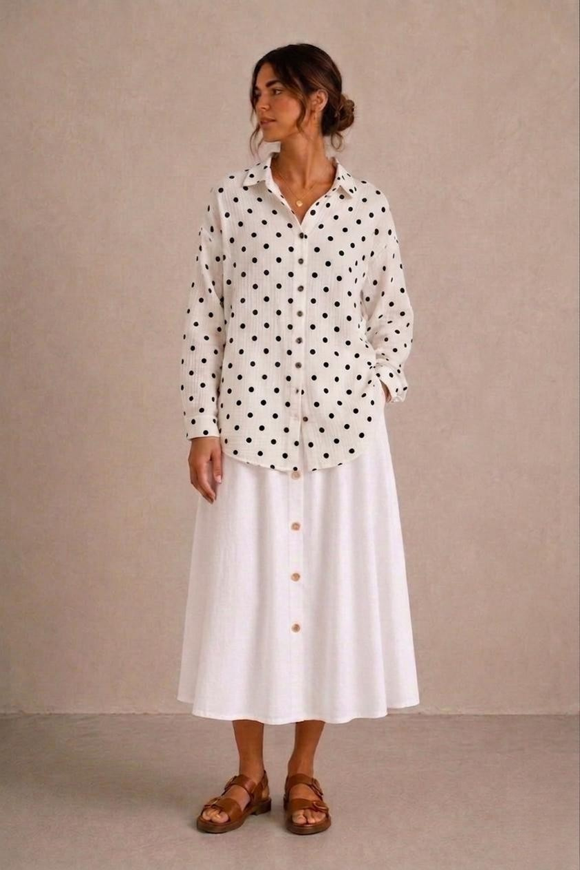 Noa Polka Dot Cotton Gauze Shirt