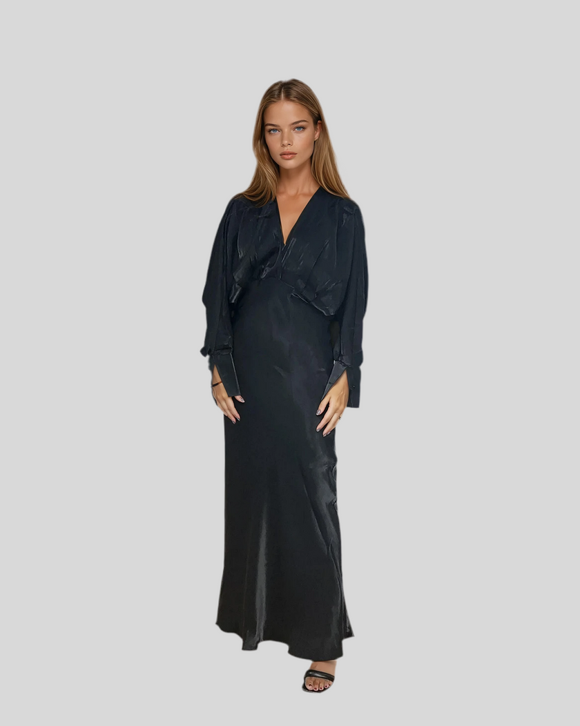 Nicole Black Satin Maxi Dress