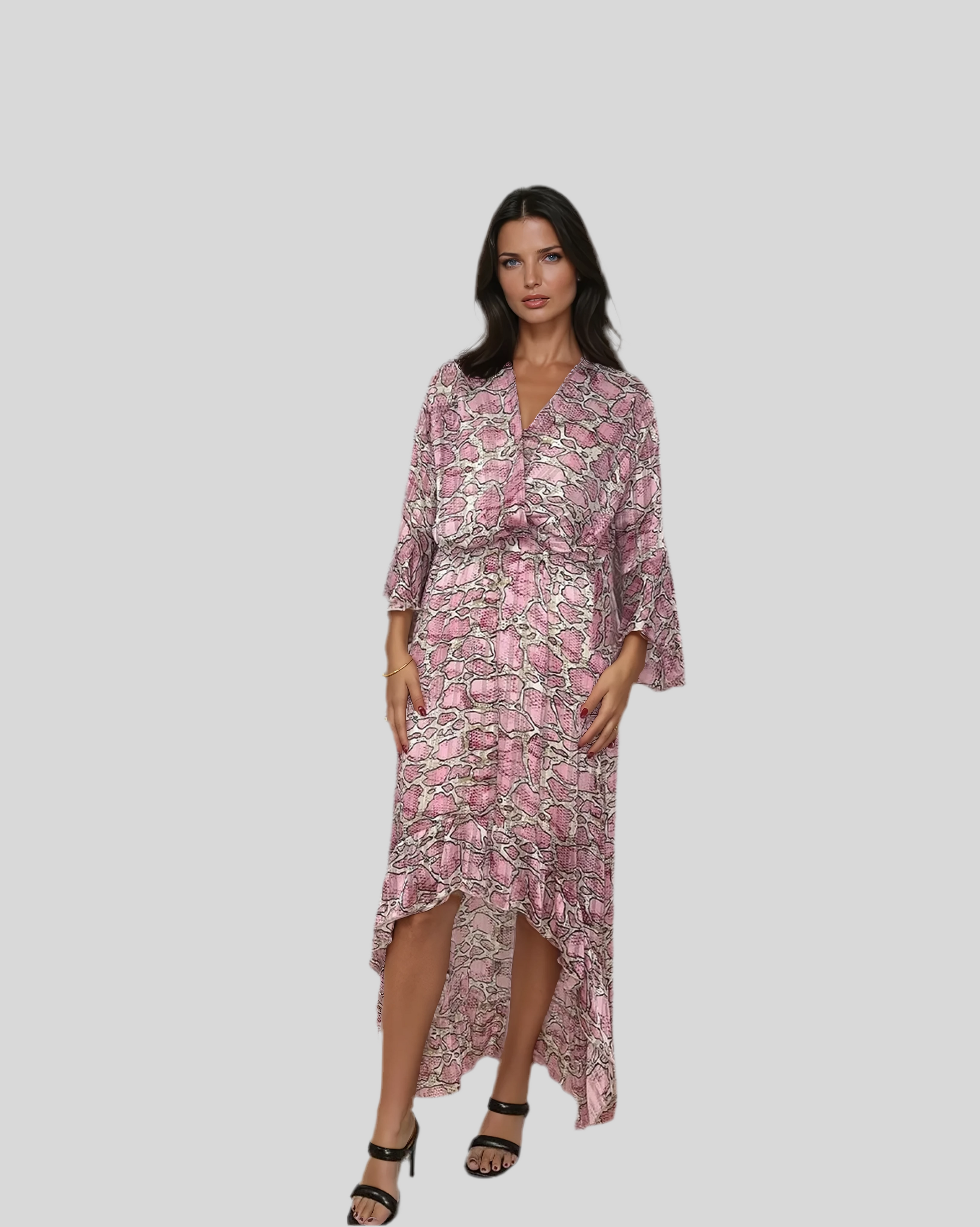 Ruby Pink Snake Print High-Low Dress
