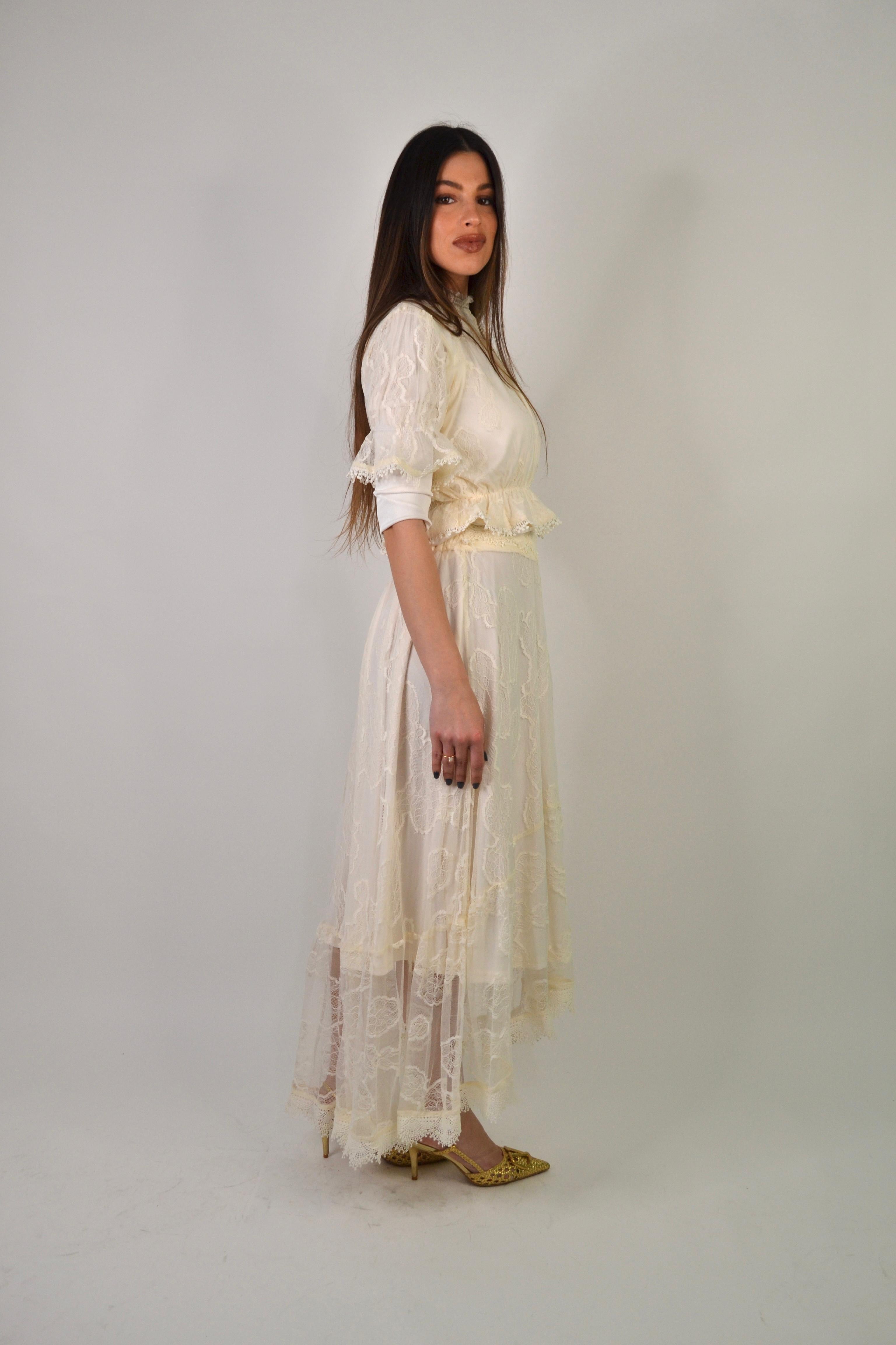 LILY Lace ivory set skirt & top