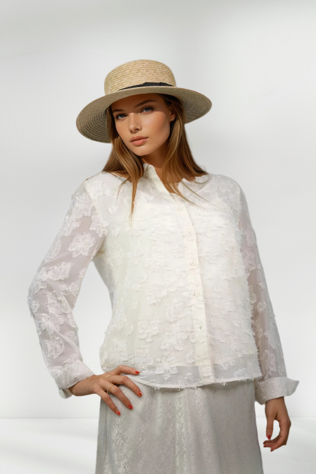 CARMEN WHITE FLORAL LACE BLOUSE