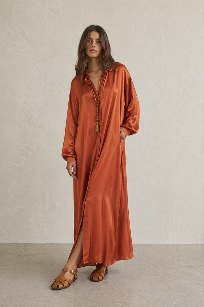 Liora Satin Shirt Dress
