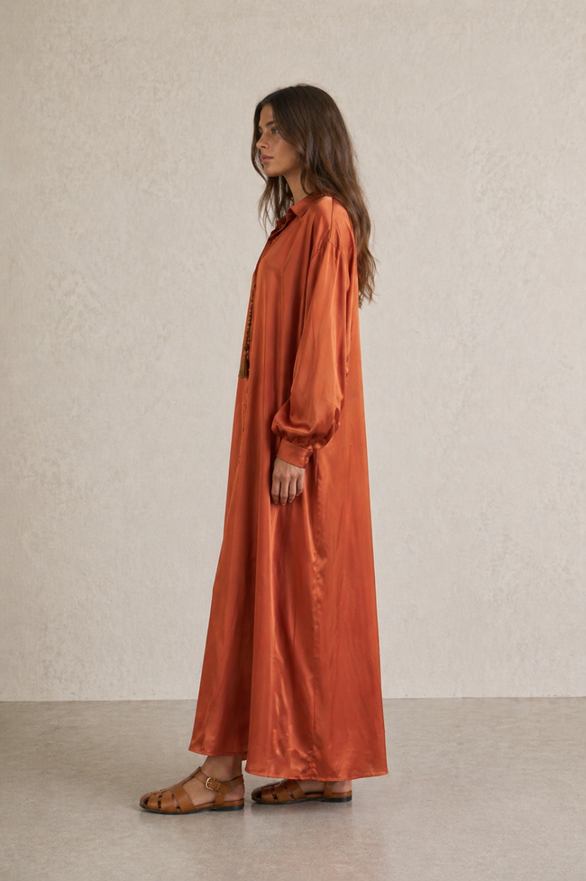 Liora Satin Shirt Dress