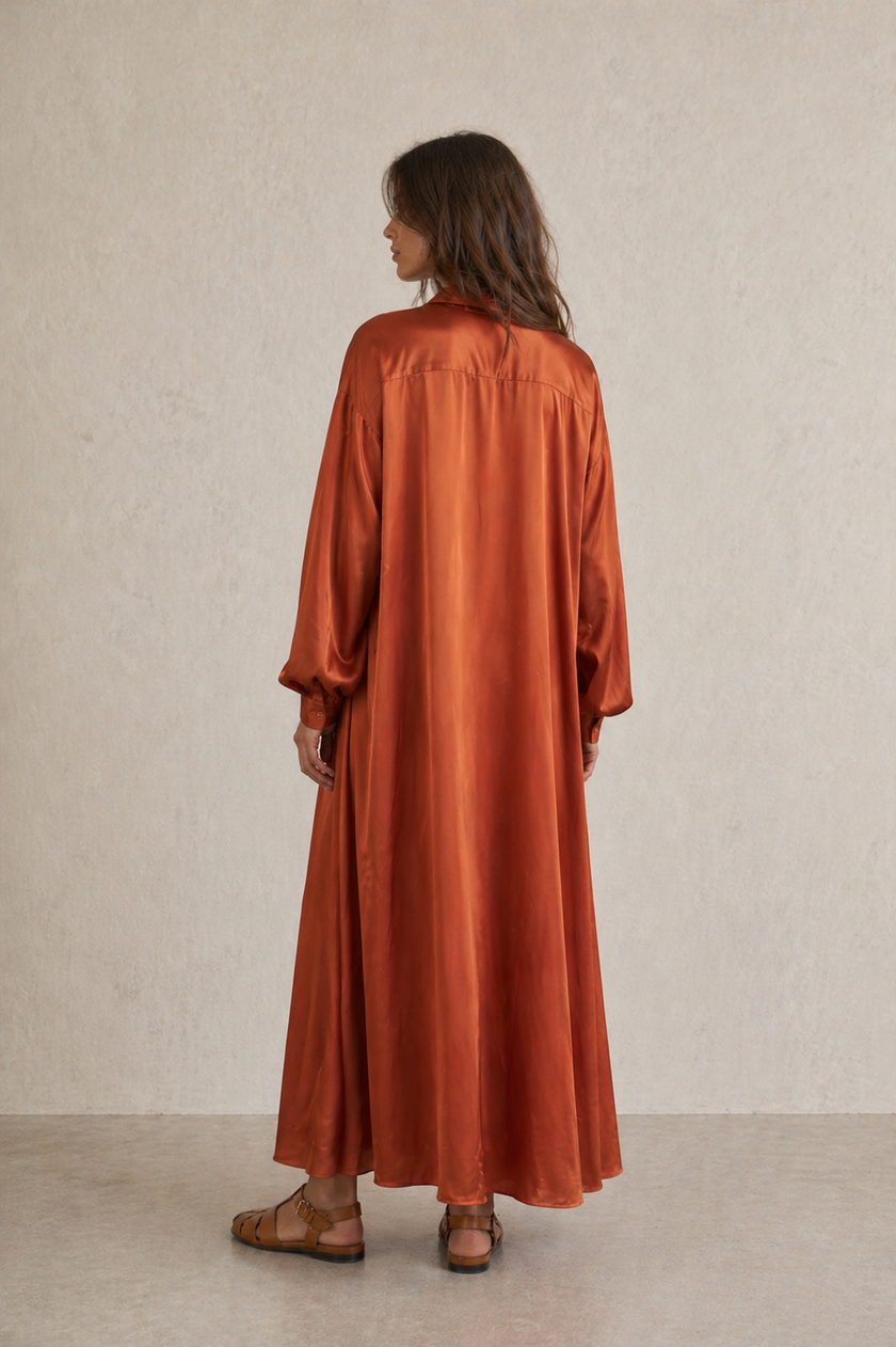 Liora Satin Shirt Dress