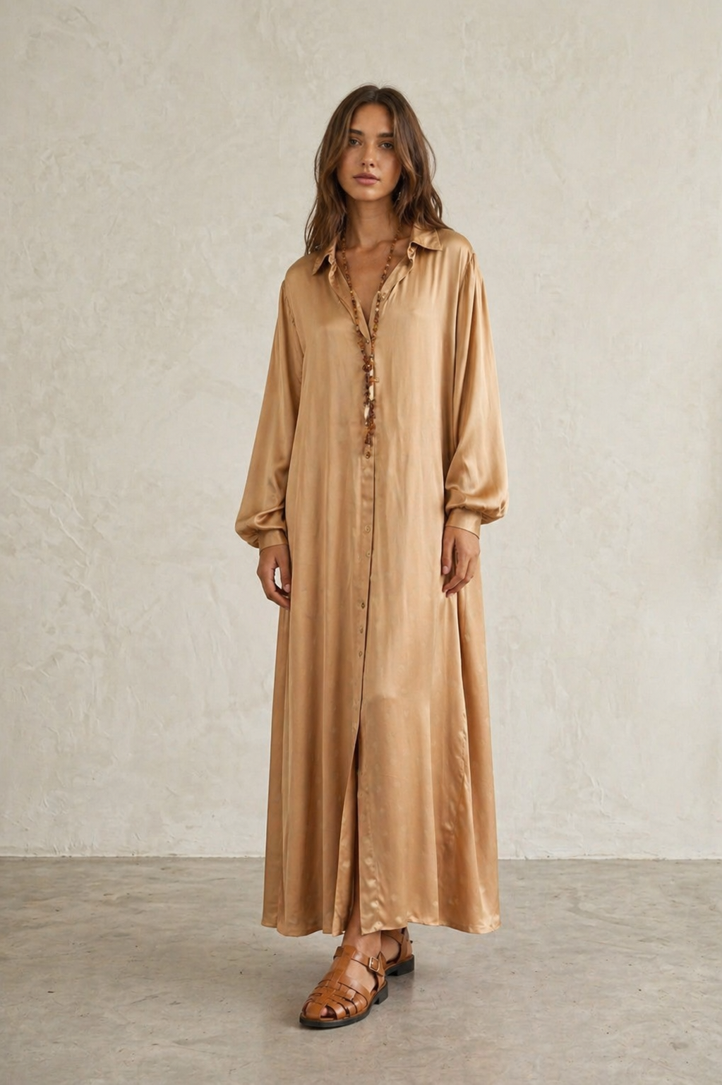 Liora Satin Shirt Dress