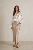 DOLLY SATIN-EFFECT BEIGE MAXI SKIRT