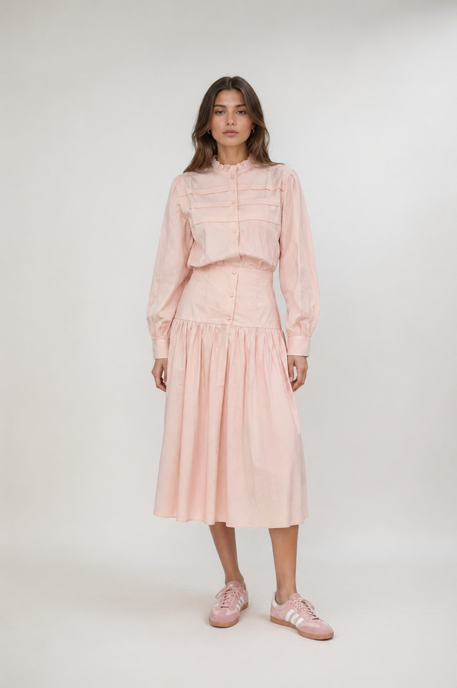 CLARA TWO-PIECE COTTON SET IN SOFT BLUSH