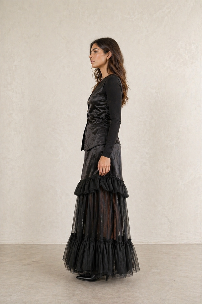 Alix Satin Set Skirt and Vest